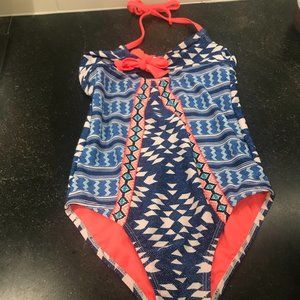 JUSTICE girl one piece swimsuit with halter straps